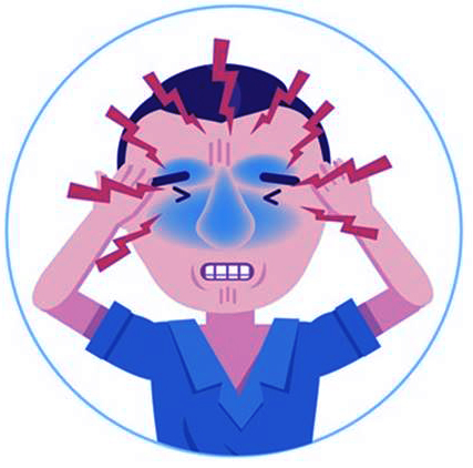 Headache disorders Info Graphics in circle.Vector illustrations